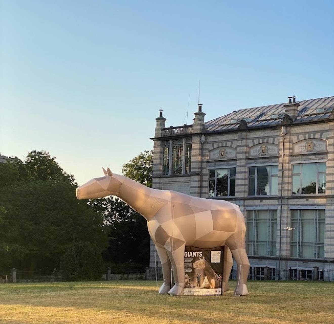 Big inflatable animals inflatable paraceratherium of 5 m high especially produced for the Royal Belgian Institute of Natural Sciences in Brussels as an eye-catcher for their new dinosaur exhibition X-Treme Creations