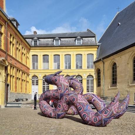 Art and Design Art and marketing come together Inflatable dye sublimated tribal snakes during the Utopia Festival installed in Musée de l'Hospice Comtesse and within the spirit of the tribal Entidades by artist Jaider Esbell represented Ricardo Bizafra X-Treme Creations