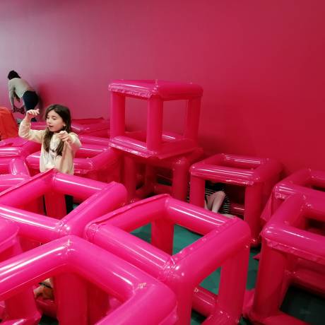 Art and Design Art and marketing come together inflatable pink airtight cubes designed by artist Cyril Lancelin especially for young kids to create their own plastic art in Centre Pompidou X-Treme Creations