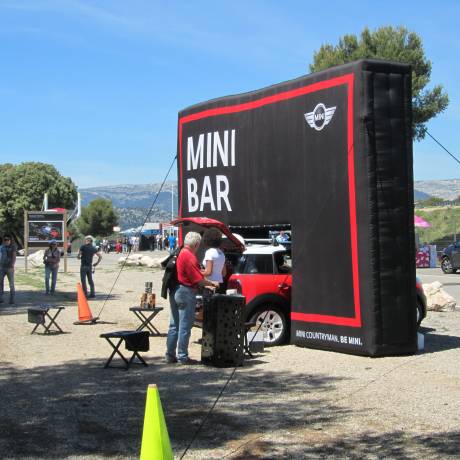 Innovative concepts We design your ideas eyecatching inflatable coffee bar transported in a Mini Cooper car X-Treme Creations