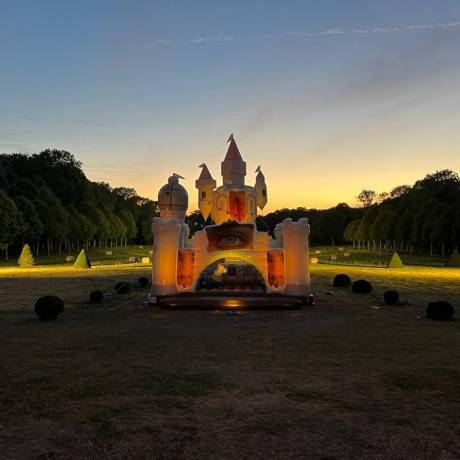 Art and Design Art and marketing come together inflatable artist bouncy castle for rent in the gardens of Champlâtreux Castle in France X-Treme Creations
