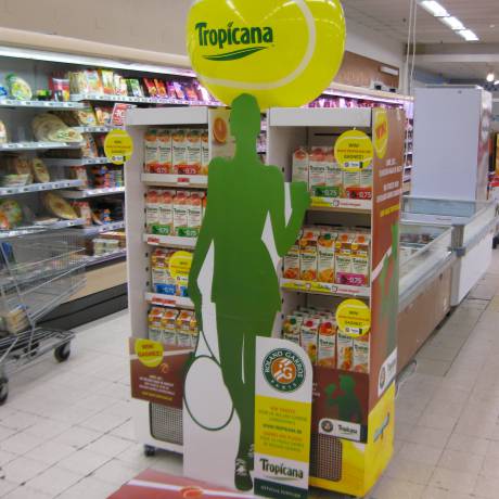 POS/POP Inflatable as point of sale material airtight inflatable tennis ball Tropicana instore POS visibility during the Roland Garros Tennis competition X-Treme Creations