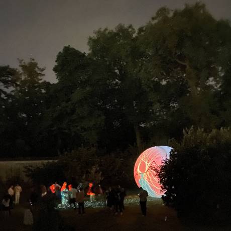 Art and Design Art and marketing come together inflatable handpainted 5 meter diameter sphere with projections for a party of the friends of the Eé in the gardens of Versailles  X-Treme Creations