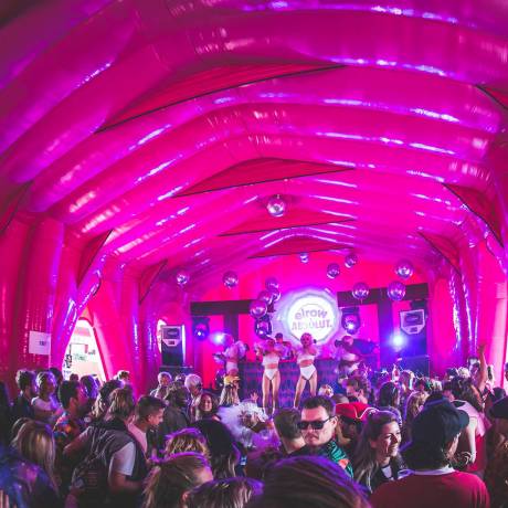 Innovative concepts We design your ideas hybrid inflatable cathedral inside view during Elrow Festival in Monegros X-Treme Creations