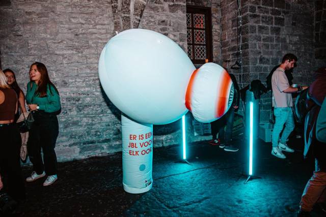 Brand activation Raise your brand awareness giant earbuds JBL nightlife with permanent blower and working sound system for an underground party X-Treme Creations