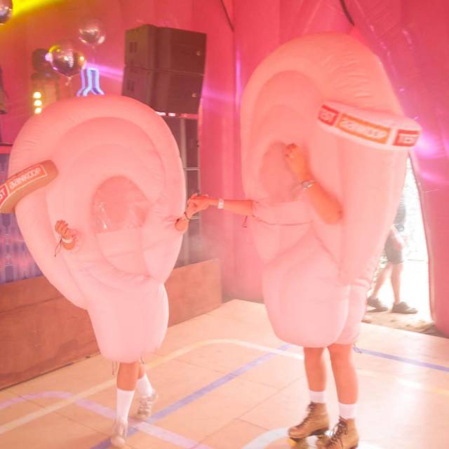 X-Treme Creations inflatable ears with rechargeable batteries dancing in a disco