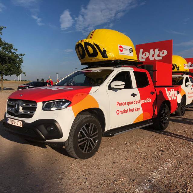 X-Treme Creations inflatable yellow cap of cyclist icon Eddy Merckx five fold winner of the Tour de France 