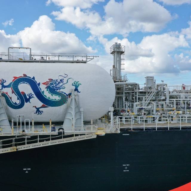 X-Treme Creations full color vinyl stickered dragon on deck tank of vessel JS Ineos Ingenuity Grenadier 