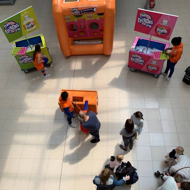 Giant inflatable games Inflatable reaction game Fanta branded made for activition agency Demonstr8 X-Treme Creations