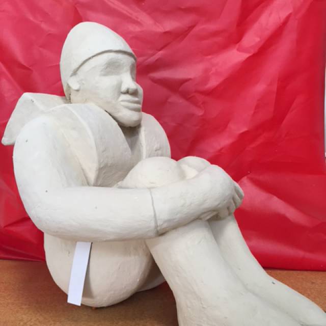 X-Treme Creations final clay model of inflatable refugee made by the artists Schellekens and Peleman