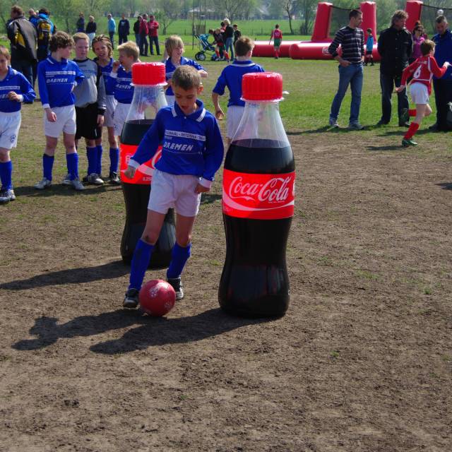 Miniature inflatable product enlargements airtight miniature bottle Coca-Cola 150 cm as a 3D pole for kids soccer training  X-Treme Creations