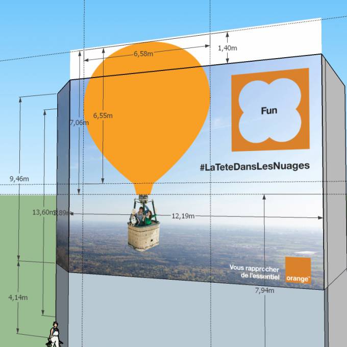 Groot opblaasbaar promotiemateriaal | X-Treme Creations Technische tekening van de luchtballon Bedrijfsidentiteit  & Merkactivatie  &  Orange Pop-Media X-Treme Creations